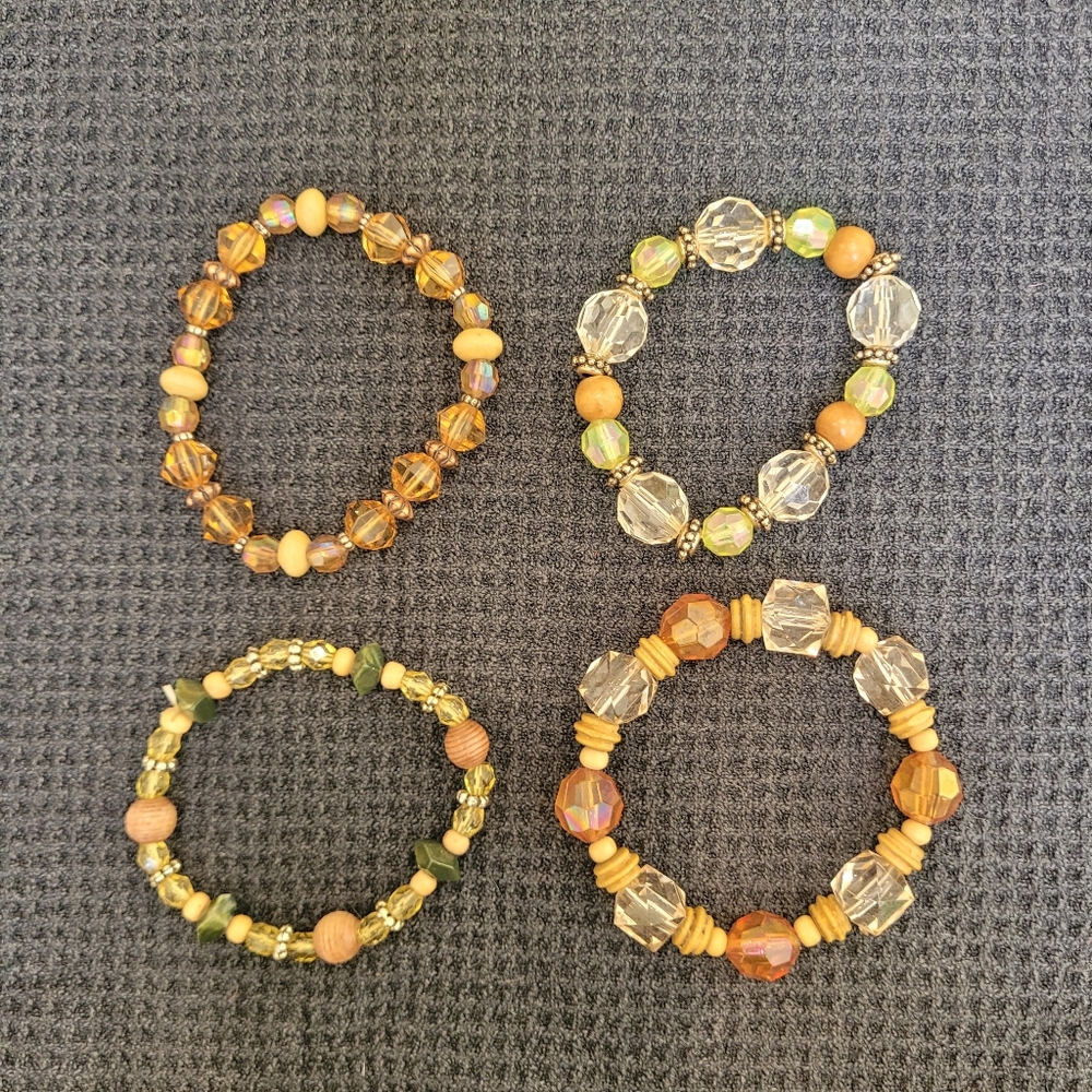 4 Elastic Band Beaded Bracelets